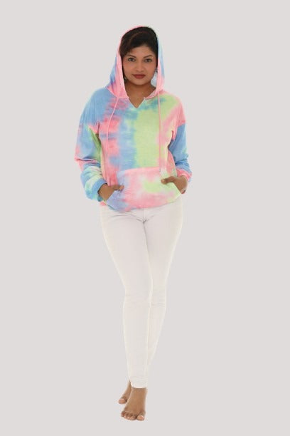 Tie-Dye Kangaroo-Pocket Hoodie