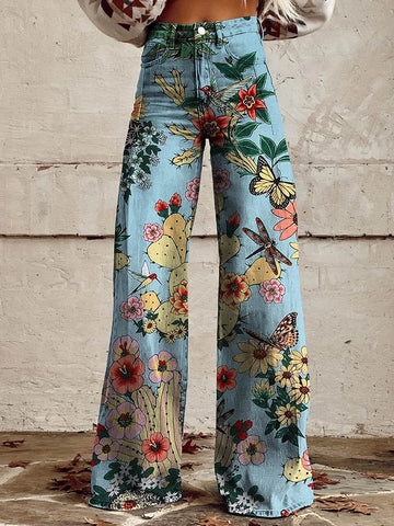 Floral Print Women's Print Casual Wide Leg Pants