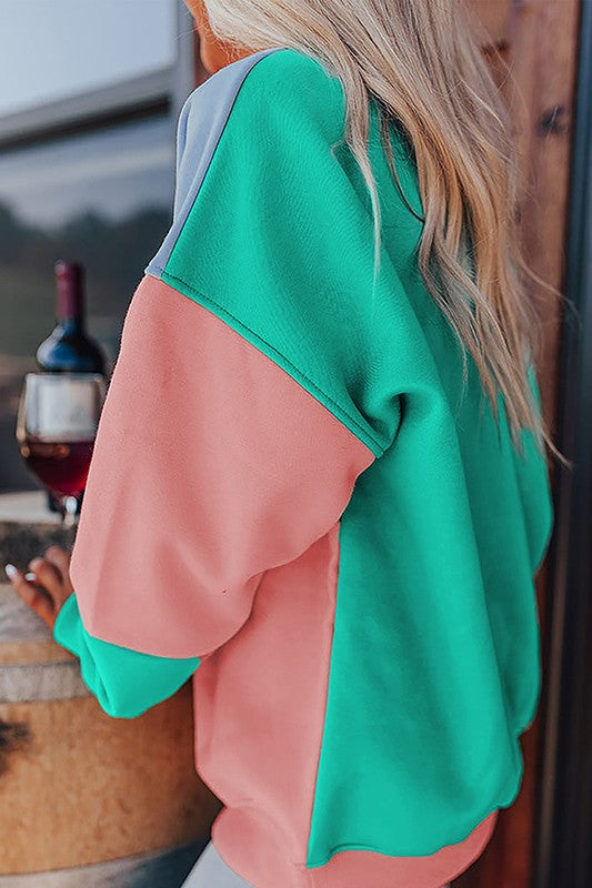 Women Colorblock Patchwork Drop Sweatshirt