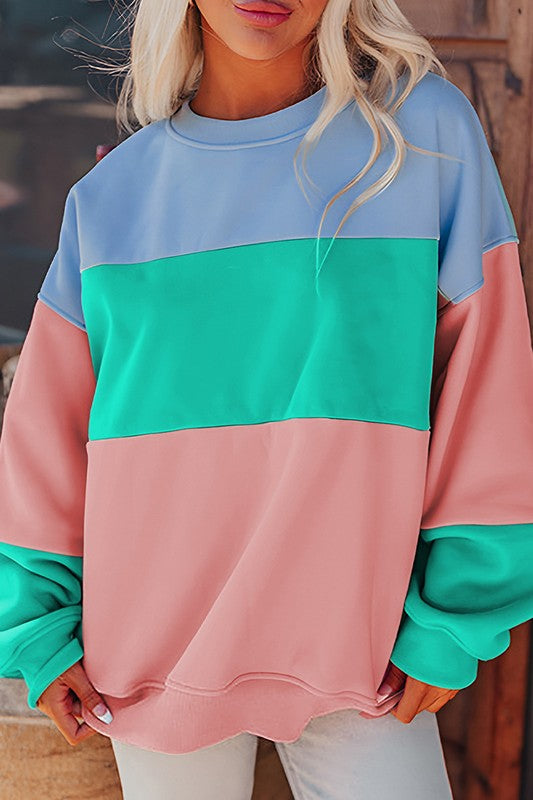 Women Colorblock Patchwork Drop Sweatshirt