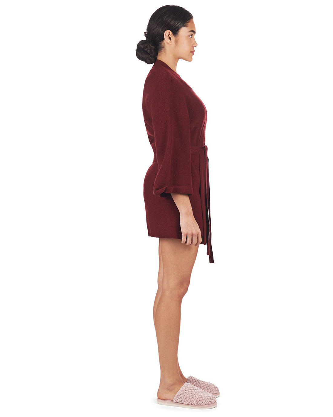 Women's Warm Sweater Knit Short Open-Front Lounge Robe